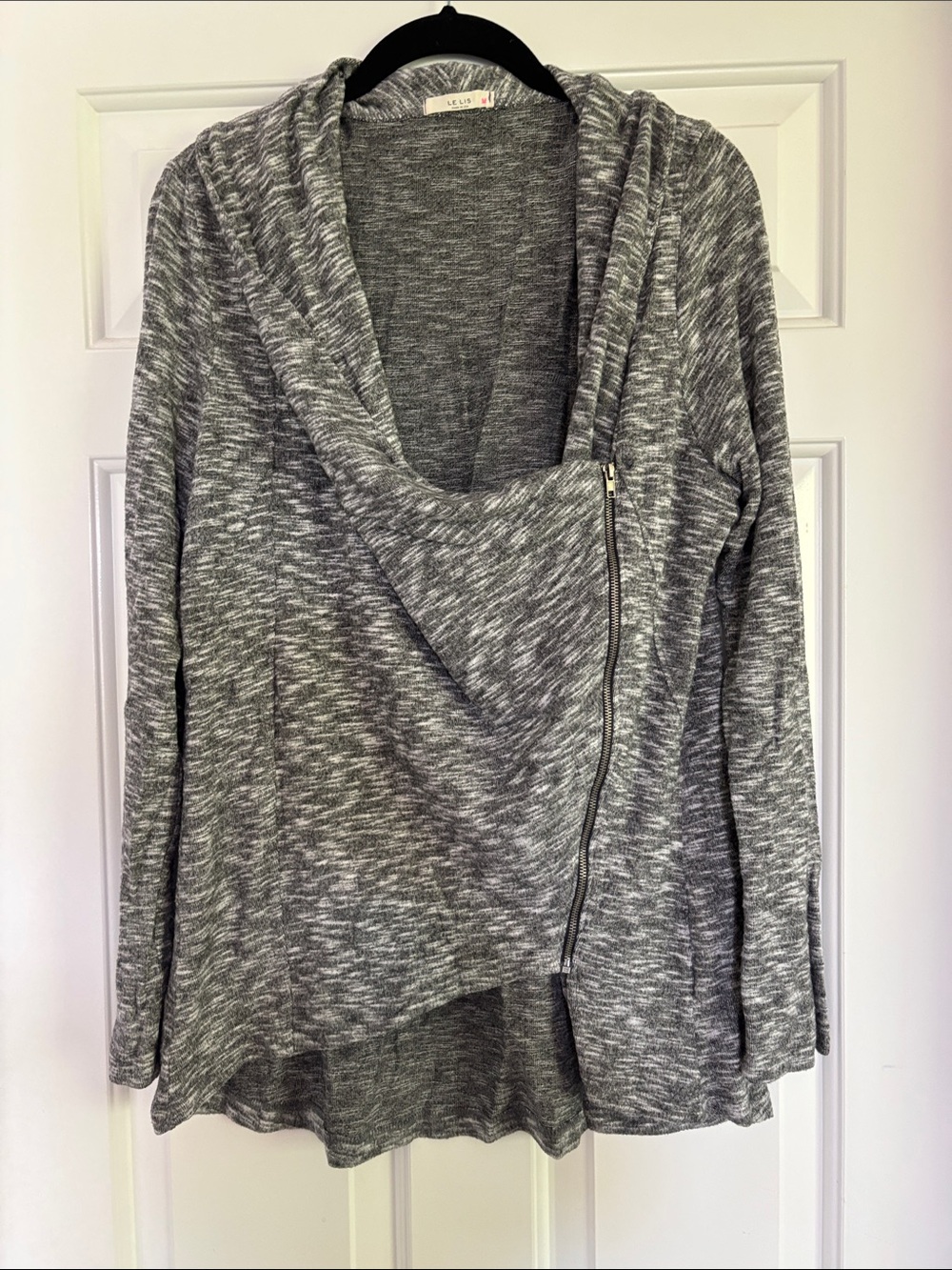 Le Lis Heathered Gray Knit Cardigan